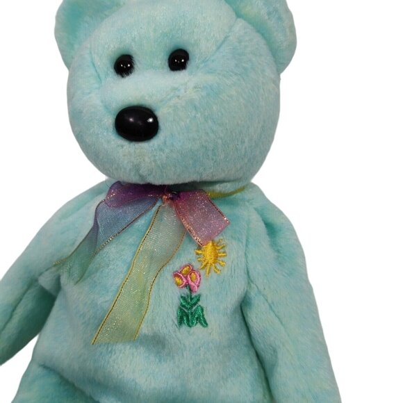 Ty Beanie Babies Green Ariel Tie Dye Bear Stuffed Animal Plush Toy 8 in - Picture 2 of 6
